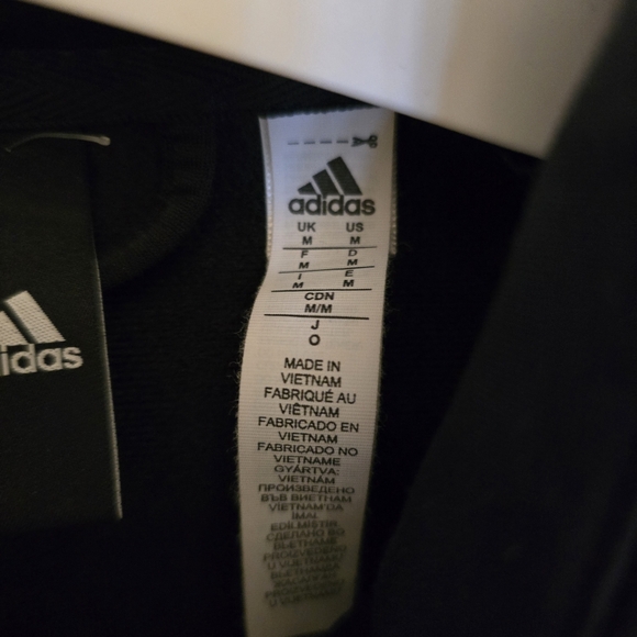 ADIDAS Black Tack Jacket Unisex Zipup White 3 Stripe Longsleeves Size Medium - Picture 9 of 16